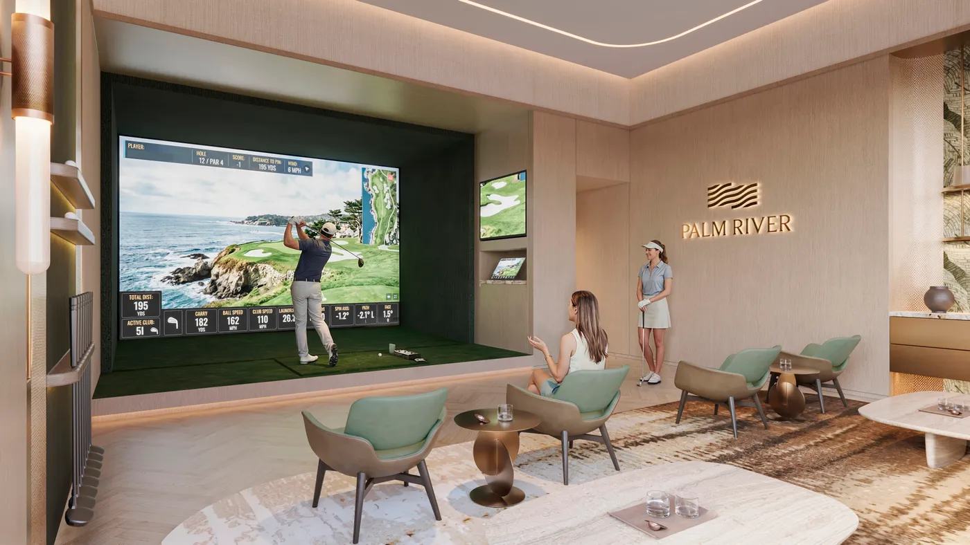 Phòng golf mô phỏng với màn hình lớn