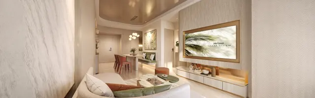 Toàn cảnh phòng khách căn mẫu 2 phòng ngủ