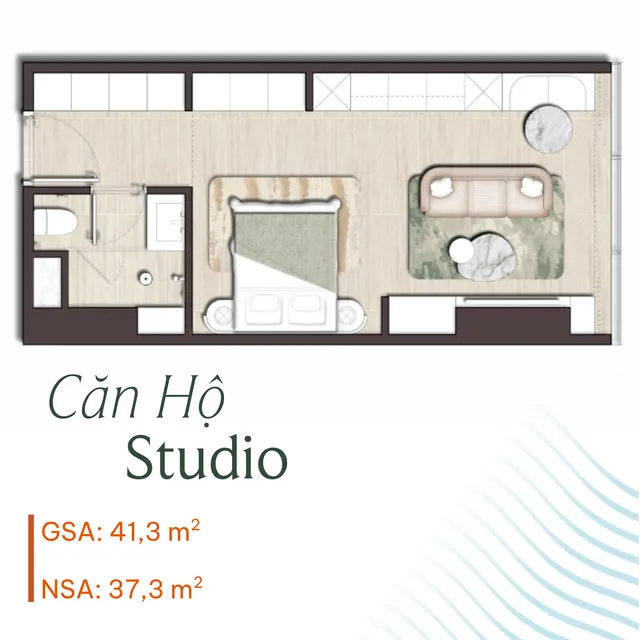 Layout căn hộ Studio 41,3 m²