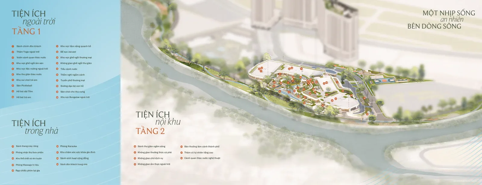 Sơ đồ tiện ích tầng 1 và tầng 2 Palm River